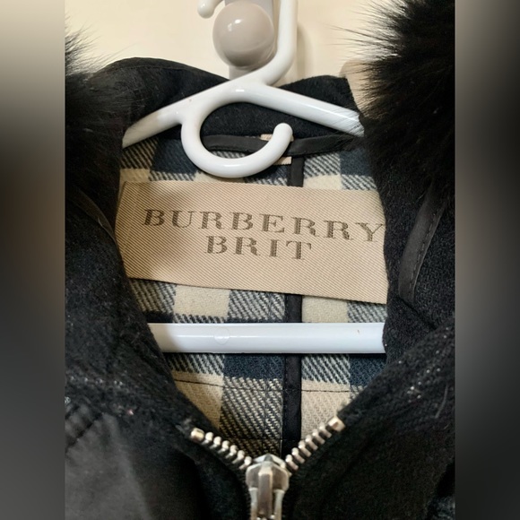 Burberry Brit Checked Lined Duffle Coat Removable Fur Trim - Picture 3 of 12